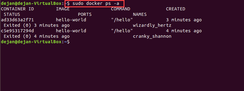 Список запущенных Docker контейнеров