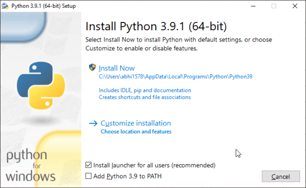 Установка Python 3 на Windows